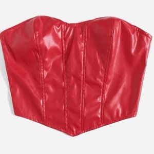 Red Leather Corset Top